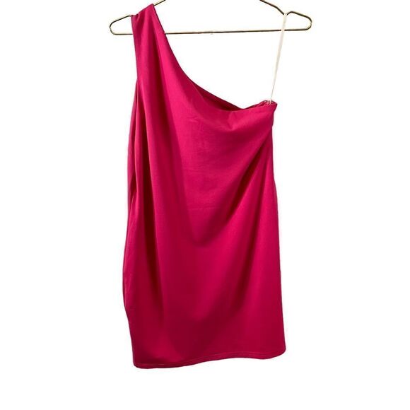Lovers + Friends Revolve Hot Pink Milo One Shoulder Mini Dress Size XL NEW - Picture 5 of 6